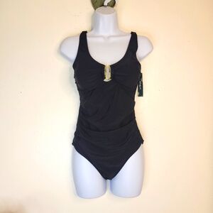 BMJL,Black Swimsuit with Gold Accent
